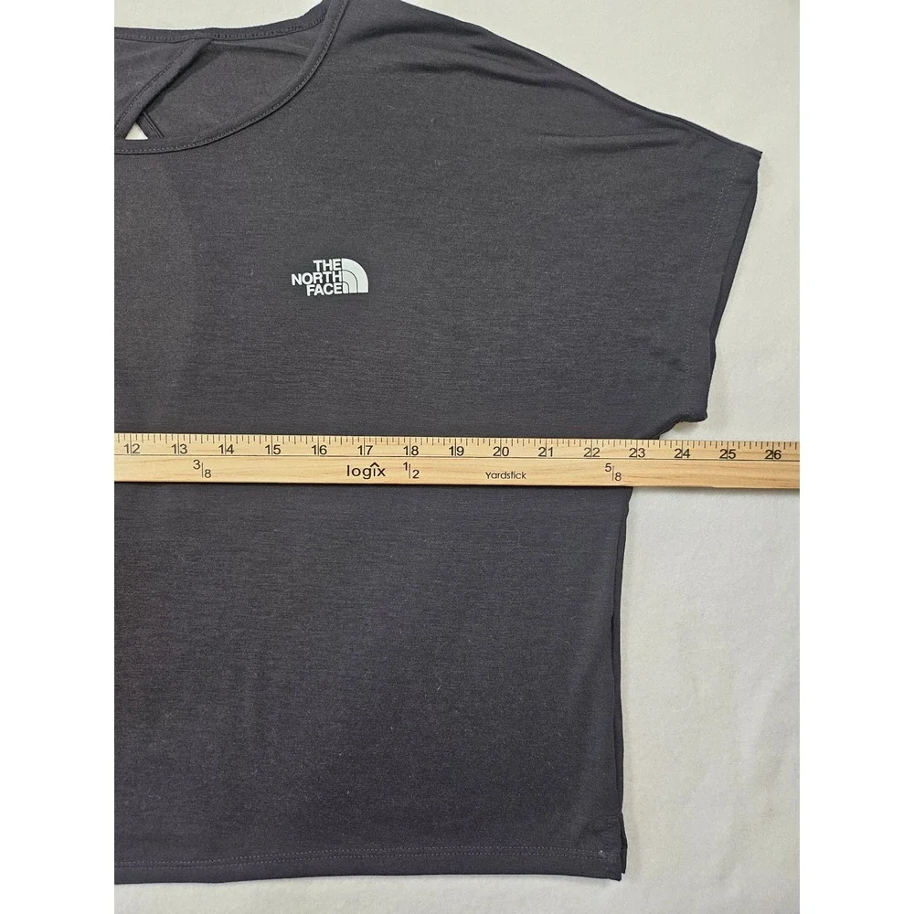 The North Face Womens Black Short Sleeve Keyhole Back Active Hiking Crop Top Med - Picture 9 of 9